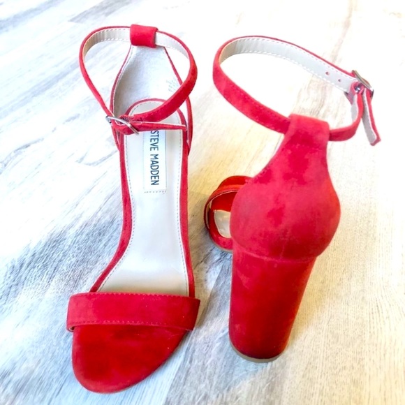 Steve Madden Shoes - Steve Madden - Carrson Red Suede Block Heeled Sandals